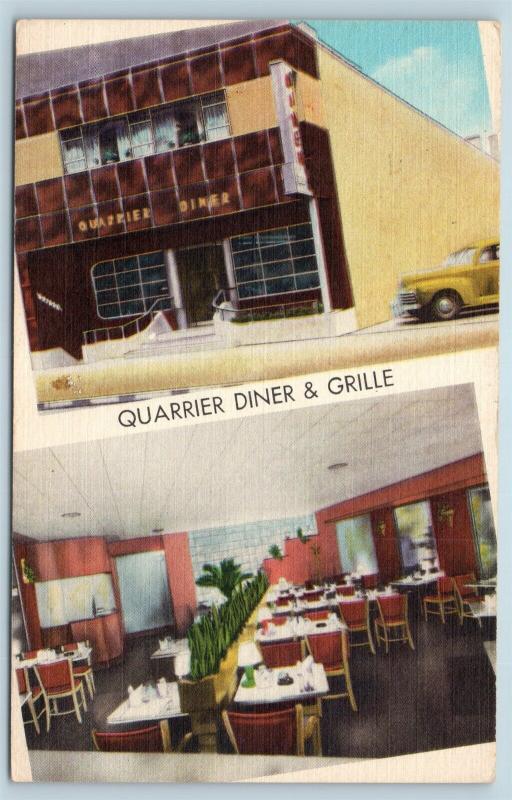  Postcard WV Charleston Quarrier Diner & Grille Steak Restaurant Interior S19