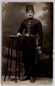 RPPC Turkey Military Handsome Man In Uniform Real Photo Postcard Q29