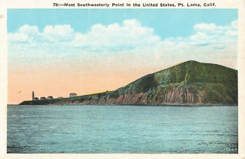 Postcard Most Southwesterly Point in the U. S., Pt. Loma, California ME3.