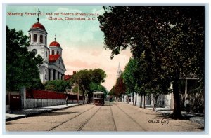 c1940's Meeting Street And 1st Scotch Presbyterian Church Charleston SC Postcard