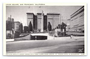 Union Square San Francisco California Postcard World's Largest Garage