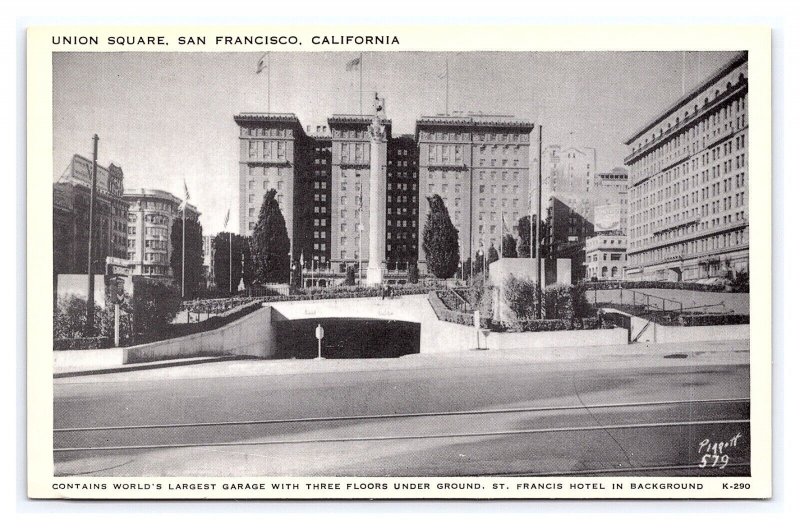 Union Square San Francisco California Postcard World's Largest Garage 