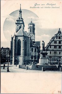 Germany Gruss Aus Stuttgart Stadtkirche Vintage Postcard 02.97