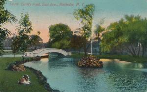 Dog and Fountain at Clarks Pond, Rochester, New York - pm 1913 - DB