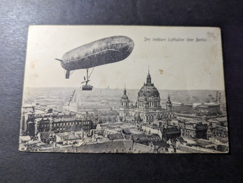 Mint Germany RPPC Zeppelin Aviation Postcard Steerable Balloon Over Berlin