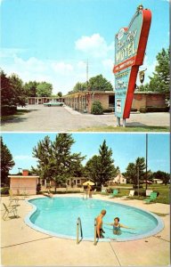 Toledo, OH Ohio  BAN-REY MOTEL  Roadside Sign & Pool ca1960's Chrome Postcard