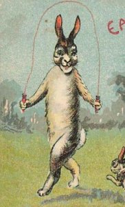 HTL Look Thro Hold To Light Rabbits Jump Rope Egg Easter c1910 Germany P154 