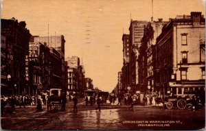 Postcard Looking East on Washington Street in Indianapolis, Indiana