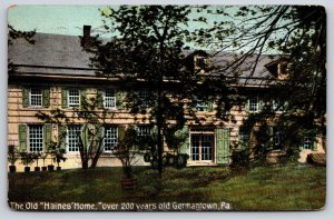 Germantown Pennsylvania~Old Haines Home Exterior View~Colonial~1913 Postcard