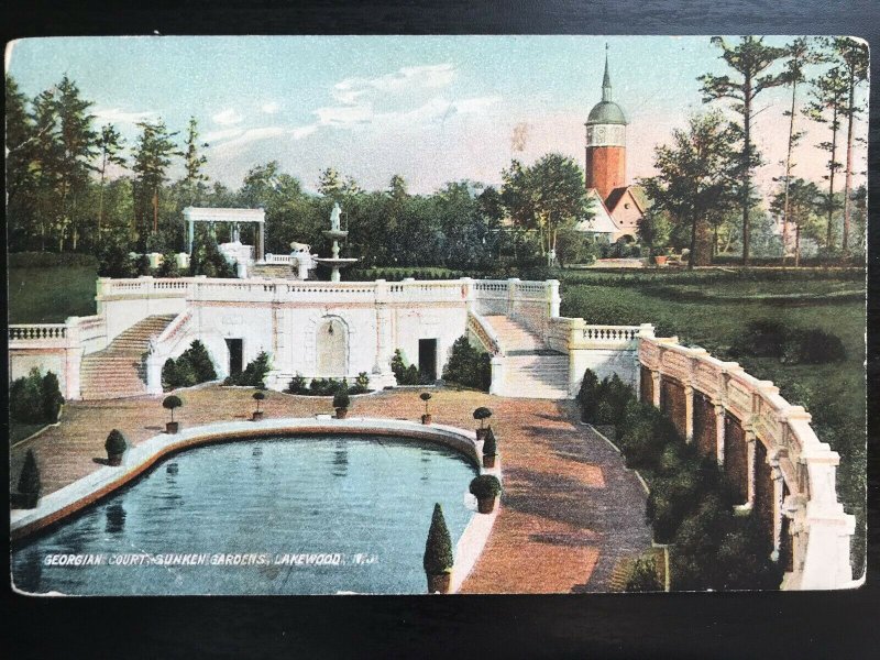 Vintage Postcard 1901-1907 Georgian Court Sunken Gardens Lakewood N.J. 