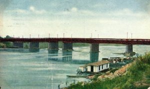 Circa 1905-09 Boats Docks Wabash River Bridge, Terre Haute Vintage Postcard P9 