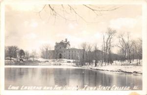 Ames Iowa State University/College~Lake Lauerne & Union Bldg in Winter~'40s RPPC