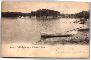 Lake Pontoosuc, Pittsfield Massachusetts Canoes c1906 Vintage Postcard J09