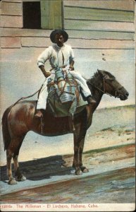 Habana Havana Cuba El Lechero Milkman on Horse c1910 Vintage Postcard