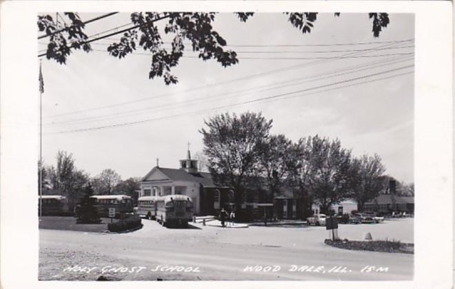 Illinois Wood Dale Holy Ghost School Real Photo Hippostcard