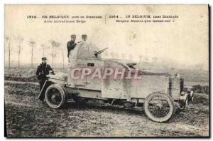 Old Postcard Army in Belgium near Dixmude Auto Belgian machine gun