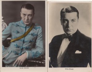 Clive Brook Handcoloured Real Photo Hollywood Actor 2x Postcard