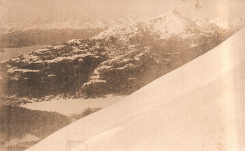 Vintage Postcard Real Photo Snow Peaks Side Mountain Eihles  RPPC 