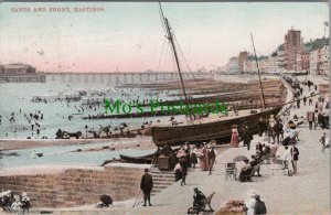 Sussex Postcard - Hastings Sands and Front. Posted 1907 - RS37050