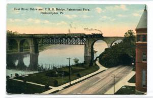 Pennsylvania Railroad Train Bridge Fairmount Park Philadelphia PA 1915 postcard