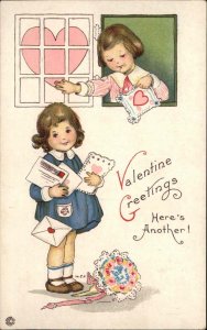 Valentine Stecher Ser 628F Cute Kids Children Mail Delivery Vintage Postcard
