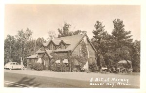 Beaver Bay MN A Bit of Norway Old Car, Real Photo Postcard