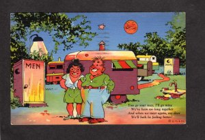 Comic Postcard Card Couple Camping Trailer Outhouse Feeling Better Campground