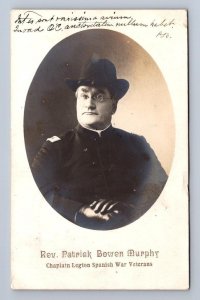 RPPC REV PATRICK MURPHY CHAPLAIN SPANISH AMERICAN WAR REAL PHOTO POSTCARD 1906