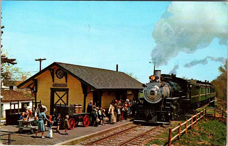 Postcard TRAIN STATION SCENE Ringoes New Jersey NJ AN7196