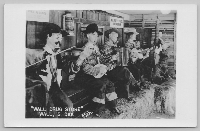 Wall South Dakota~Drug Store~Ted Husteads Cowboys~RPPC