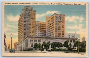 1940 Wilmington Delaware Postcard Rodney Square Public Library Delaware Trust