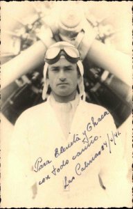 Airplane & Pilot at Las Palmas Gran Canaria 1941 Real Photo Postcard