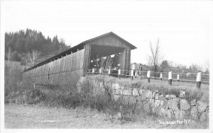 Postcard RPPC New Hampshire Lancaster Covered Bridge 1950s Walker 23-4451