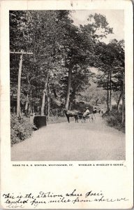 ROAD TO Railroad STATION Depot WHITINGHAM, Vermont c1910 Postcard JH12