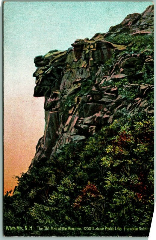 Old Man of the Mountains Franconia Notch NH New Hampshire UNP DB Postcard F10