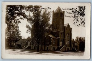1913 Christian Church Scene Street Tipton Indiana IN RPPC Photo Antique Postcard