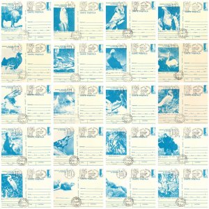 Full set of 20 postal stationery postcards animals protected by law in Romania