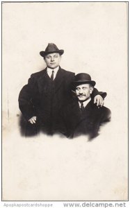 Men Wearing Suits and Hats Real Photo