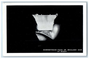 c1920's Tiny Downstream Face Of Boulder Dam At Night View Unposted Postcard