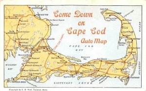 Come Down on Cape Cod Auto Map in Cape Cod, Massachusetts