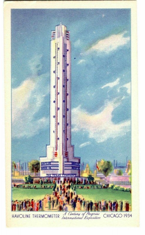 Advertising Postcard Havoline Thermometer Century Progress Chicago 1934