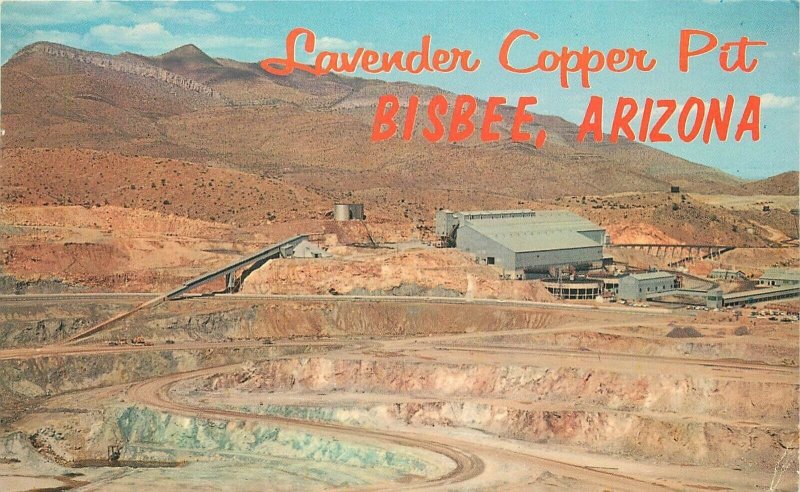 Postcard Arizona Bisbee Lowell Lavender Pit Copper Mill Petley 23-1077