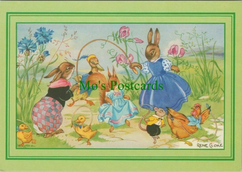 Children Postcard - Artist Rene Cloke - Animals Playing  RR12063   