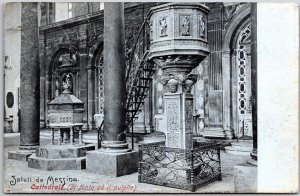 Saluti da Messina Cattedrale (Il Fonte ed il Pulpito) Italy Postcard