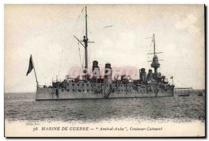 Old Postcard Boat War Admiral Aube Cruiser Breastplate