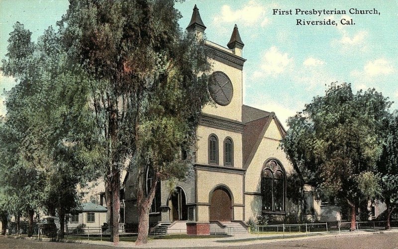 C.1910 First Presbyterian Church, Riverside, Cal. Postcard P122 
