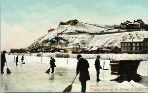 Quebec Skating Rink St. Lawrence River Sweepers Unused 1007 Tuck Postcard G60