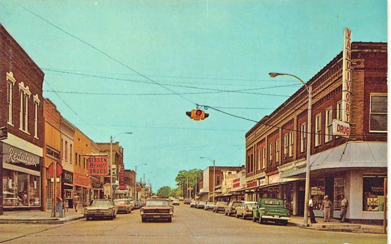 Salem MO 4th Street Storefronts Business Section Old Cars Postcard