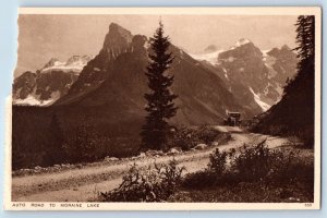 Canada Postcard View Of Auto Road To Moraine Lake Car And Mountain Scene c1910's