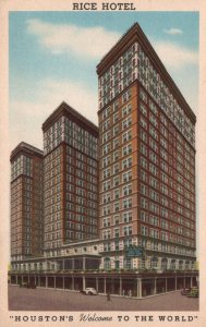 Vintage Postcard Rice Hotel Modern Rooms Air Conditioned Restaurant Houston TX